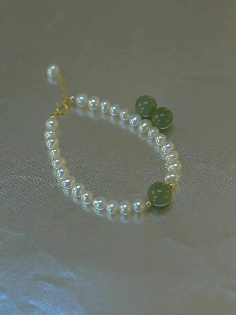 100% натуральный Нефритовый камень и пресноводный жемчуг 14K позолоченный женский