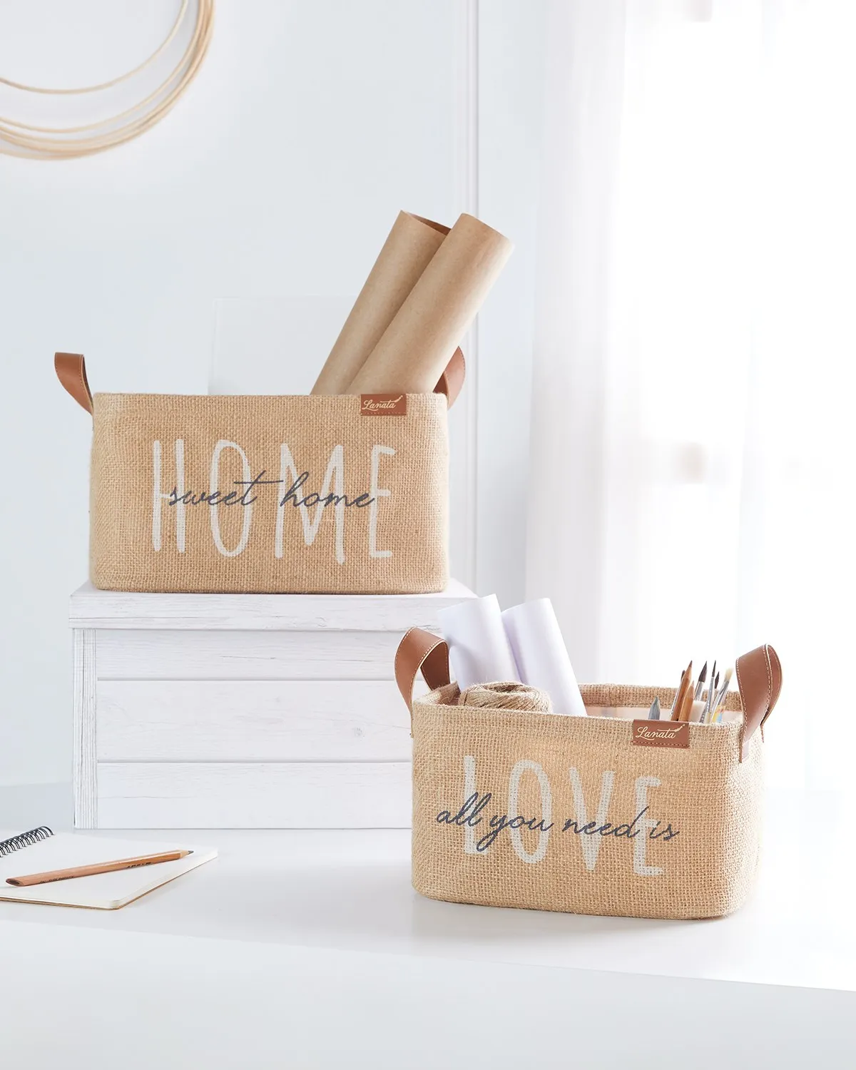 

Набор корзин из джута 2'li с подкладкой, цилиндрические и прямоугольные шкафы Sepetler для Katlana Knows, стильные наборы органайзеров для шкафов