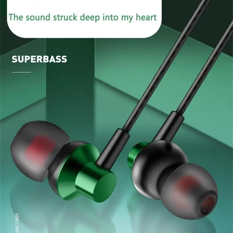 

2023 New Metal 3.5mm Wired Headphones With Microphone In Ear Bone Conduction Subwoofer Intelligent Noise Reduction Earphone