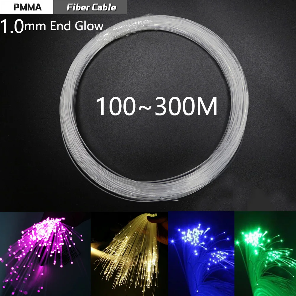 Plastic Fiber Optic Cable End Glow 1.0mm 100-300M  for all kinds Led Light Engine Driver Machine DIY Ceiling Starry Sky Light