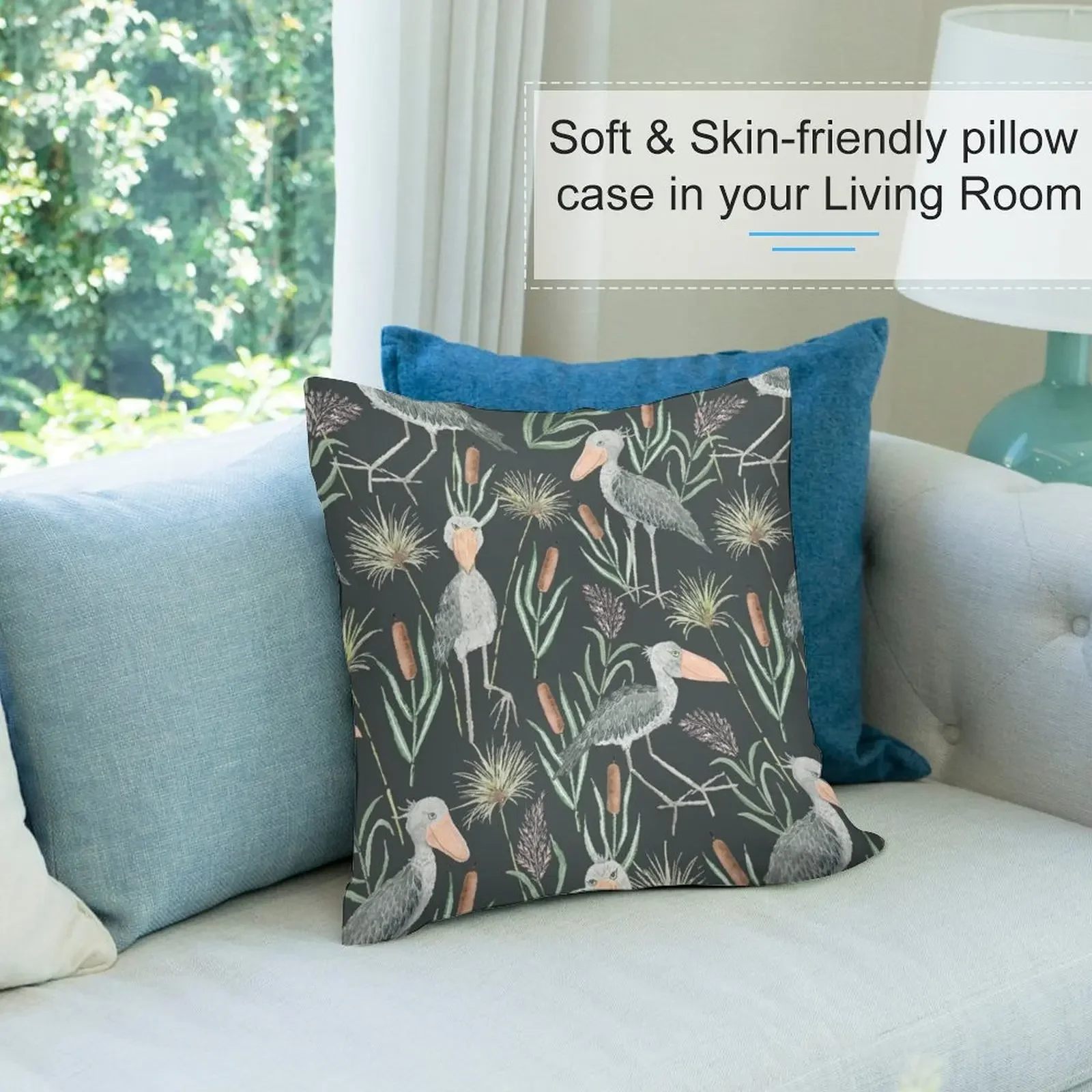 Великолепная подушка Shoebill с акварельным узором для сидения эластичный чехол