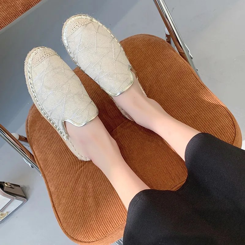 2022 new women's flat shoes women's TPR fabric sewing basic models cotton flat shoes women's cotton fabric TPR basic models
