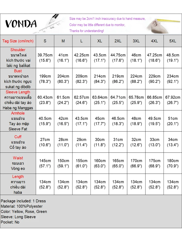 Плюс размер 5XL VONDA длинное платье макси с богемным принтом 2024 женское винтажное
