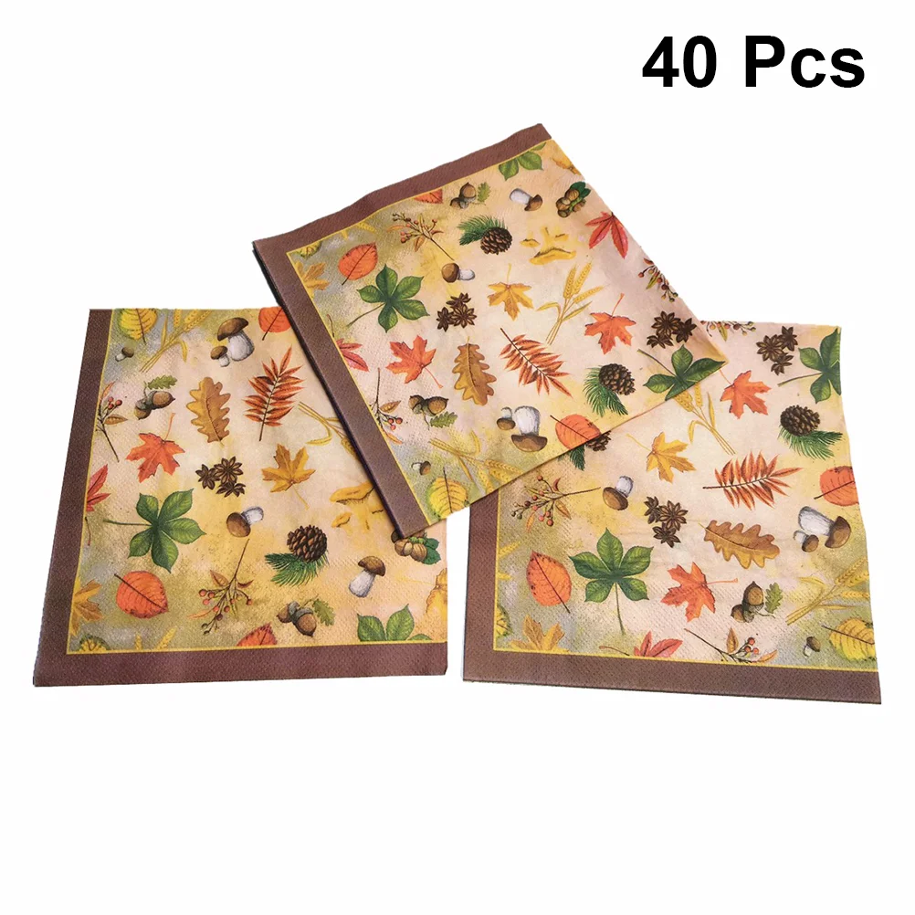 

40pcs Napkin Chic Maple Leaf Printed Napkin Party Paper Napkin Printed Napkin Thanks Giving Party Napkin