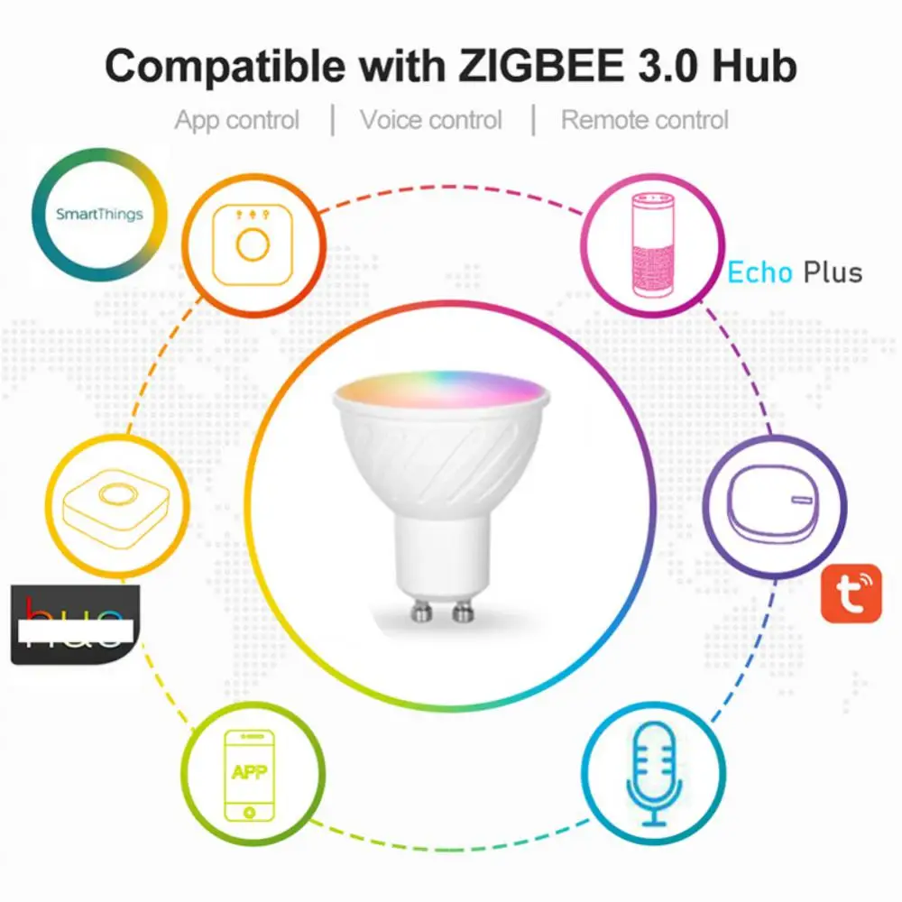 

1~5PCS Zigbee 3.0 GU10 5W RGBCW Smart LED Lamp Color Spotlight Indoor Neon Sign Light Bulb Work With Smart Life Alexa Home