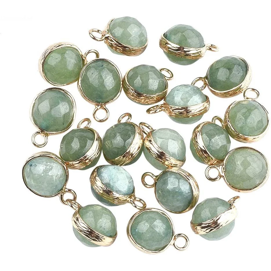 

50Pcs Natural Agate Pendants with Brass Findings Faceted Charm Dyed Pendant Round Pendants for DIY Jewelry Making