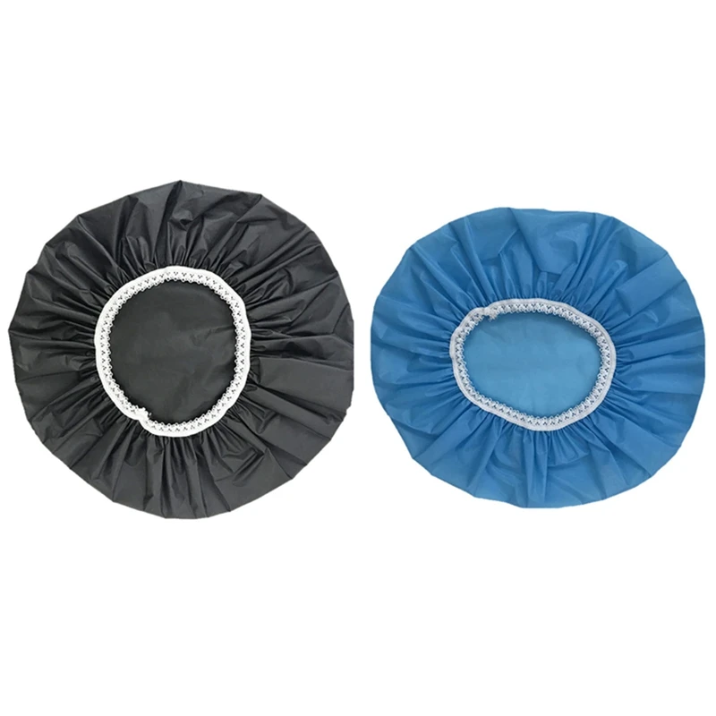 

2Pcs Household Waterproof Shower Cap, Swimming Cap, Hotel Elastic Shower Cap Hair Set (Sky Blue&Black)
