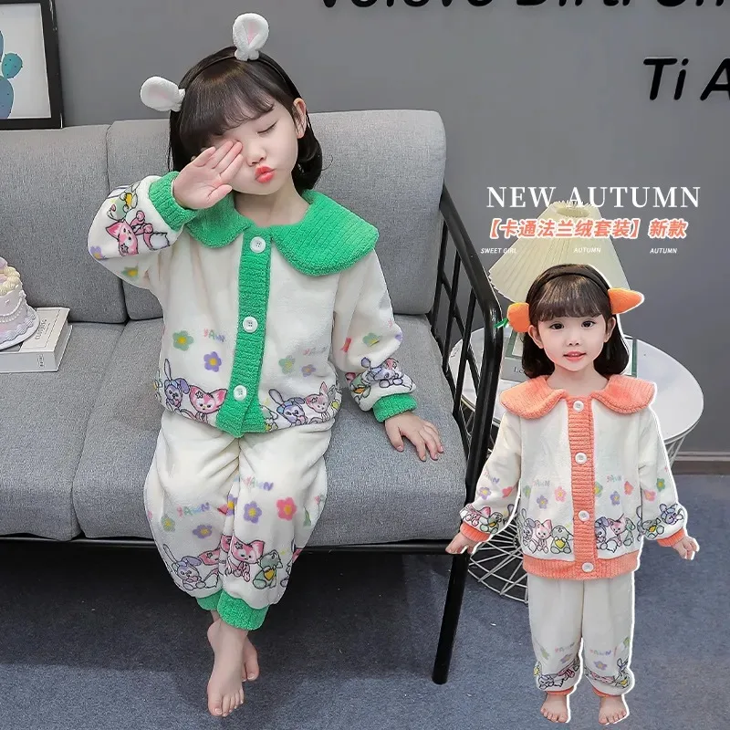 Фланелевая Пижама для девочек Disney Stellalou Linabell Kawaii осень-зима утепленная Теплая