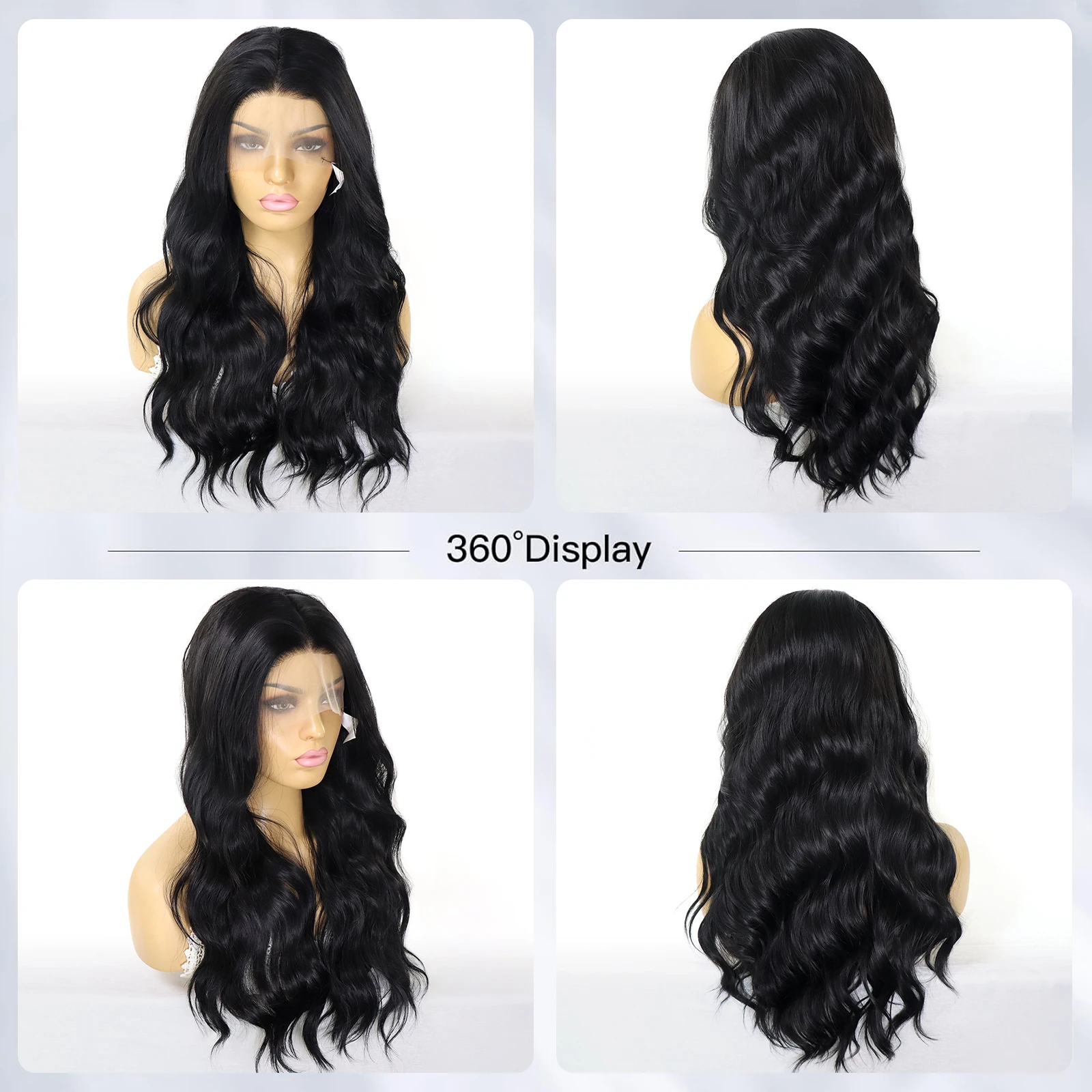 Черные объемные волнистые синтетические волосы 13x3 Парики спереди для женщин