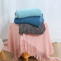 warm knitted blankets for bed winter sofa cover bedspread solid color embossed blanket anti pilling soft knitted blanket