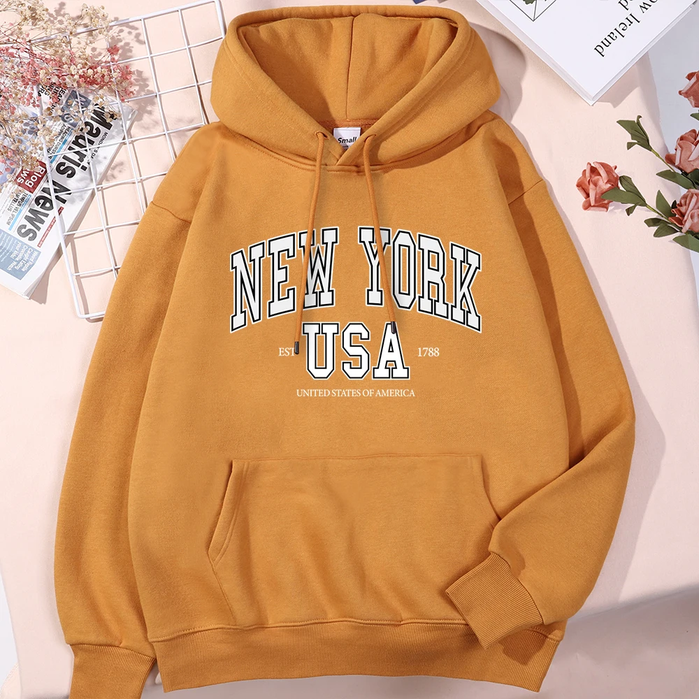 

New York Usa Est 1788 Street City Letter Men'S Hoodies Loose Brand Clothes Comfortable Fashion Clothing Outdoor Designer Tops