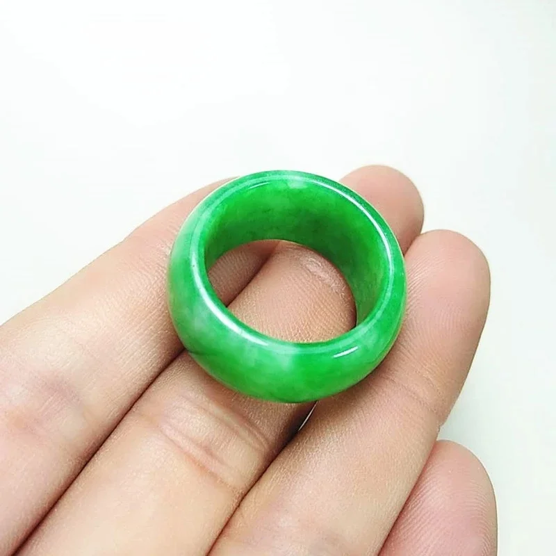 

Natural Green Jade Ring A Men Women Jadeite Handrings Hewelry Ring Exquisite Unisex Fine Jewelry