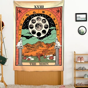 Tarot Card Tapestry Wall Hanging Witchcraft Black And White The Star Psychedelic Astrology Yoga Mat Home Bedroom Decor Aesthetic