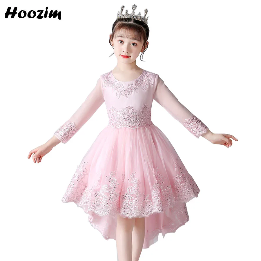 

Princess Pink Long Sleeve Sequin Pageant And Masquerade Dress Girls 4 To 13 Years Evening And Wedding Party Asymmetrical Dresses
