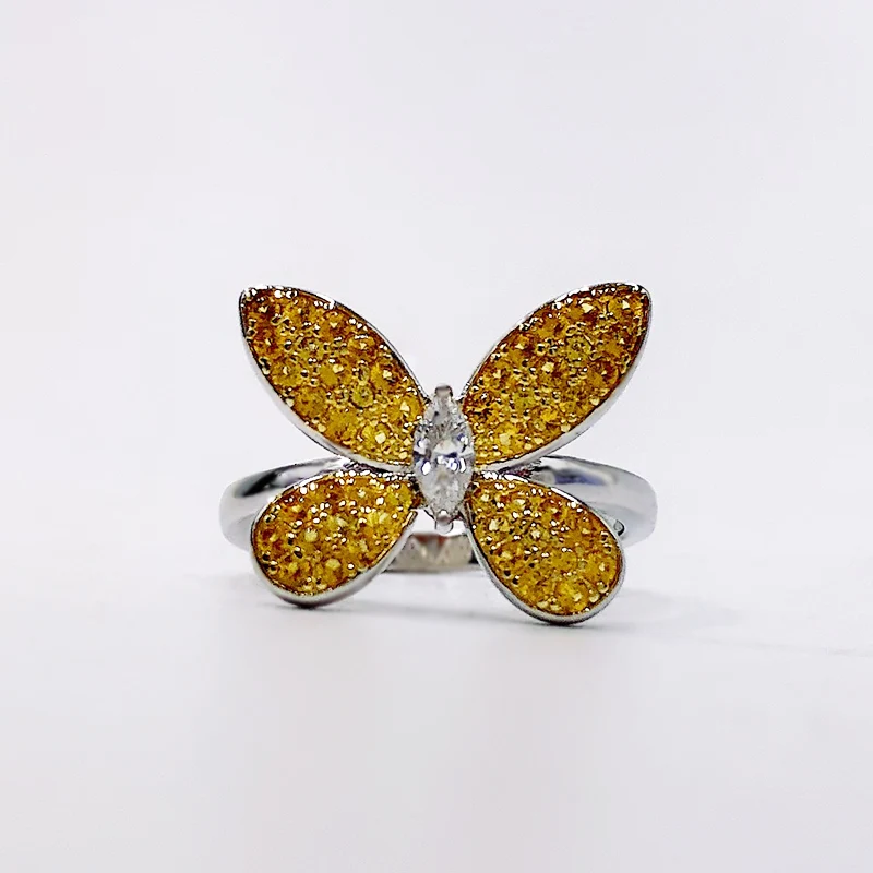 

Кольцо из серебра 2021 пробы с бабочкой, подходит для кольца с бриллиантами