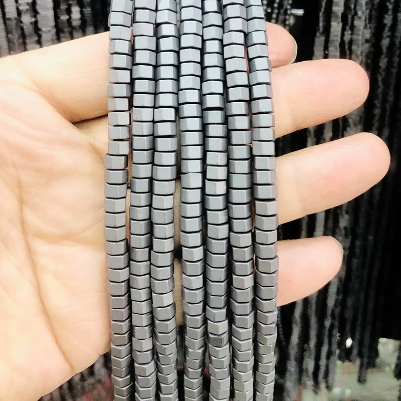 15-дюймовая бусина из натурального гематита круглая квадратная шестиугольная