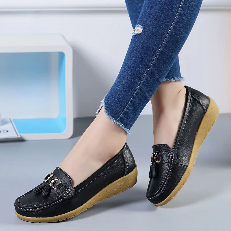 Woman Genuine Leather Women Flats Slip On Women's Loafers Female Moccasins Shoe Plus Size 35-44 Sneakers Summer Shoes 2023 Sale
