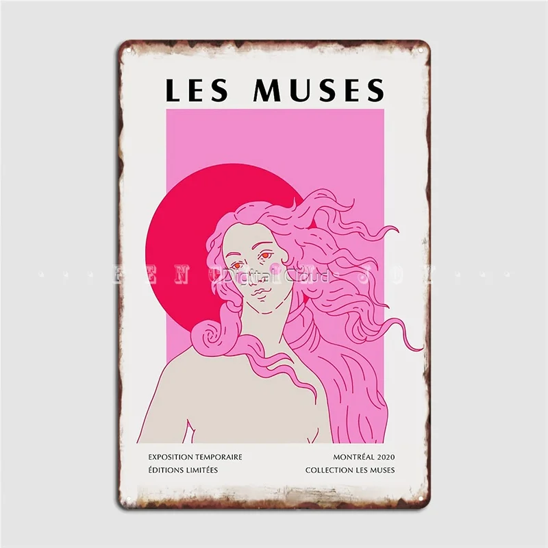 

Les Muses The Birth Of Venus Pink Museum Art Metal Sign Cinema Living Room Mural Wall Plaque Designing Tin Sign Poster