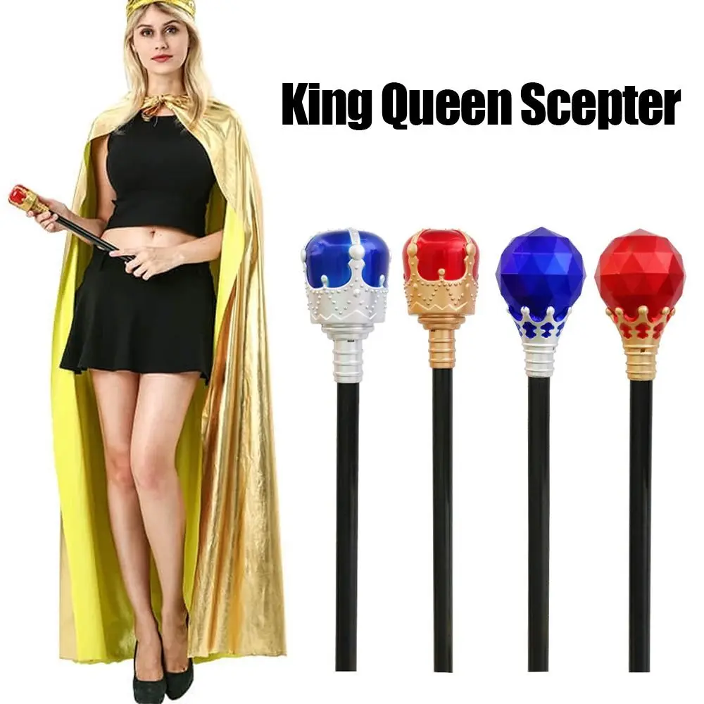 

King Queen Scepter Cosplay Props Hand Stick Wand Princess Prince Cane Toy Halloween Dress Up Accessory