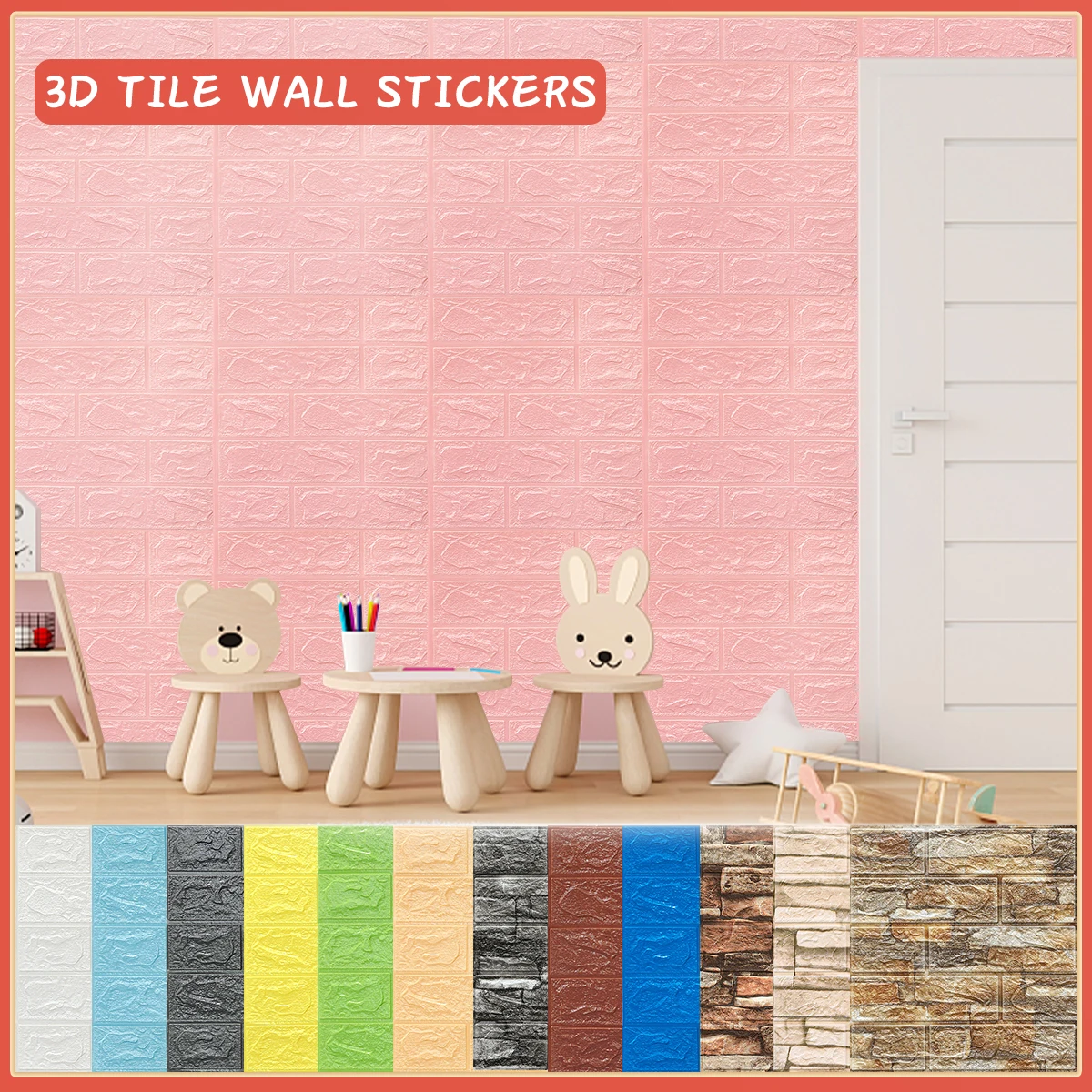 

10Pcs 3D Brick Wall Stickers Foam Self-Adhesive Wallpaper Waterproof Wallpap for Bedroom Living Room TV Backdrop Home Decoration