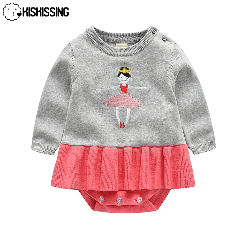 

KISKISSING Baby Girls Rompers Knitted Dress Bodysuits Infant Mother Kids Newborn Patchwork Jumpsuit Fashion Baby Girl Clothes
