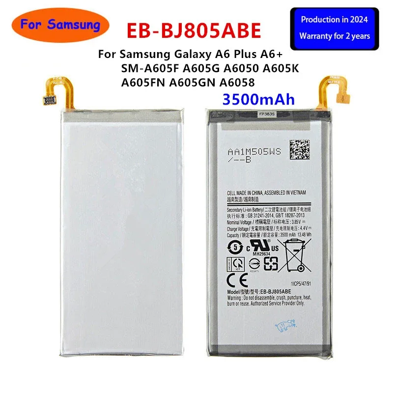 Совершенно новый аккумулятор EB-BJ805ABE 3500 мАч для Samsung Galaxy A6 Plus + SM-A605F A605G A6050 A605K A605FN