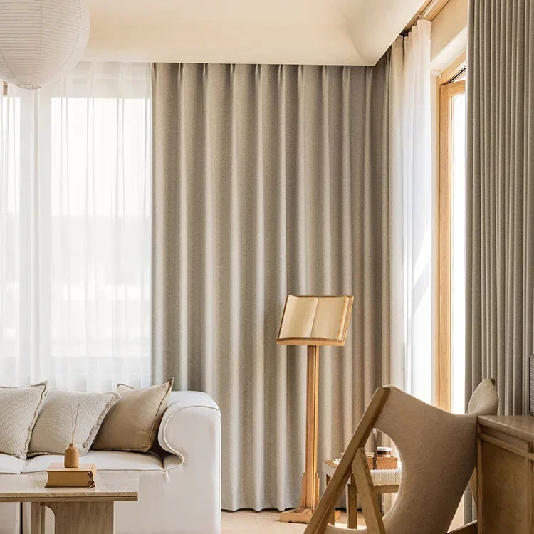 Новое поступление 2024 хлопковые и льняные плотные шторы для гостиной в японском