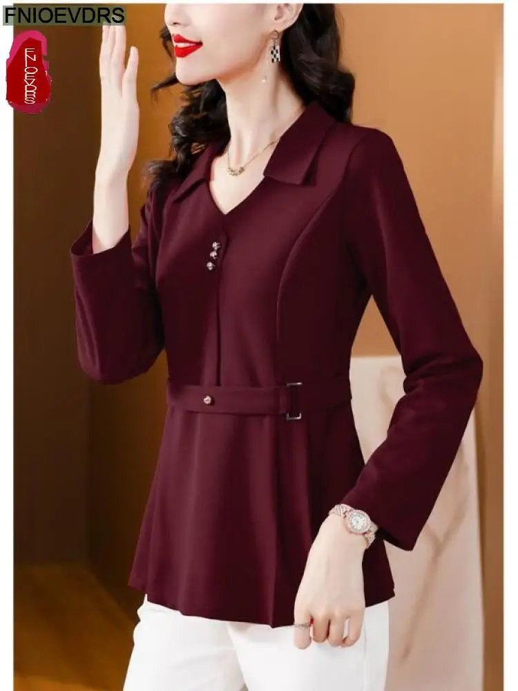 Блузка Женская Офисная с баской элегантная Базовая рубашка фиолетового и