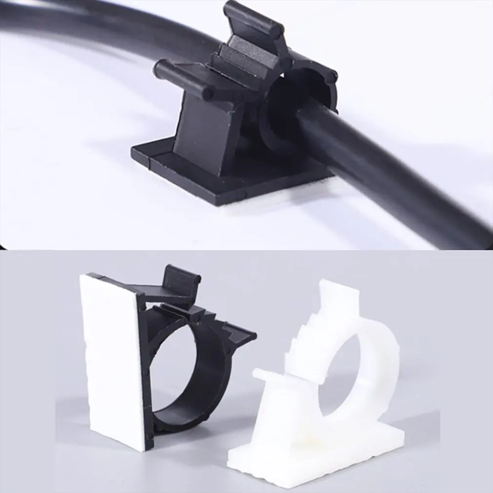 

10pcs Lot Adjustable Self-Adhesive Wire Cable Ties Mounts Clamp Clip Organizer Holder, Desk Wire Cable Cord Management