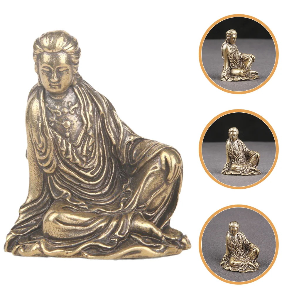 

Retro Avalokitesvara Statue Crafts Large Office Desk Decor Quan Yin Figurines Brass Statues Temple