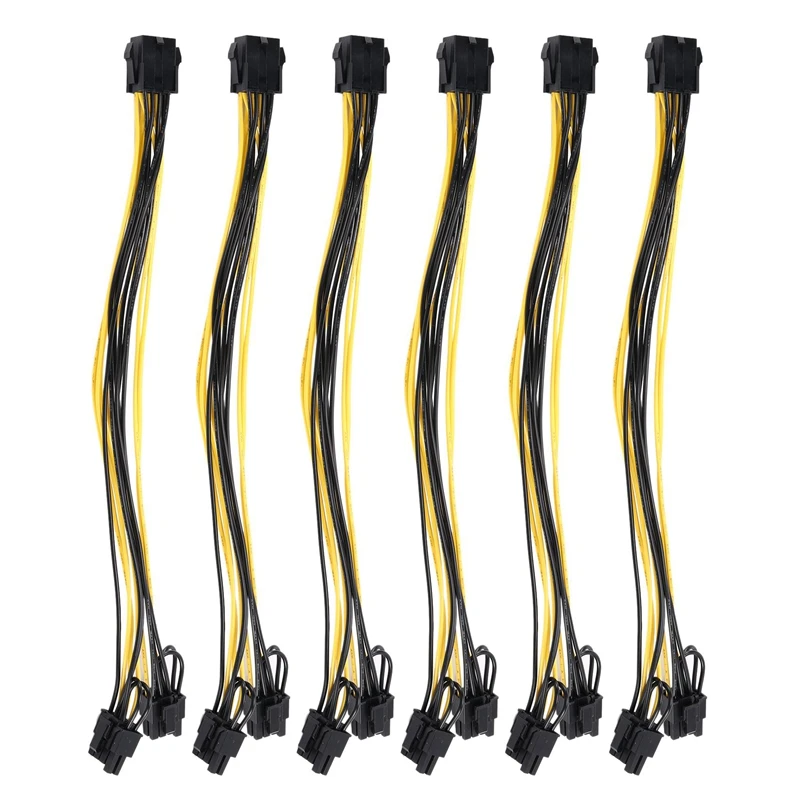 

6 Pcs Pcie Splitter, 30CM 8 Pin To Dual Pcie 8 Pin (6+2) Graphics Card PCI Express Power Adapter GPU VGA Cable Mining