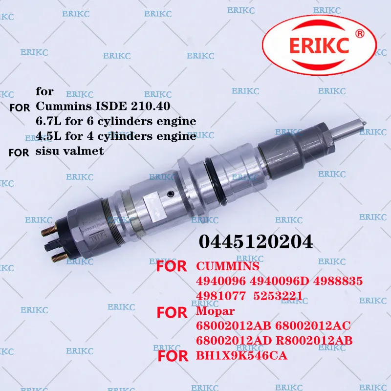 

ERIKC 0445120204 автомобильные детали Топливный Инжектор 0 445 120 204 сопло OEM 0 433 172 155 для CUMMINS 4940096 4940096D 4988835
