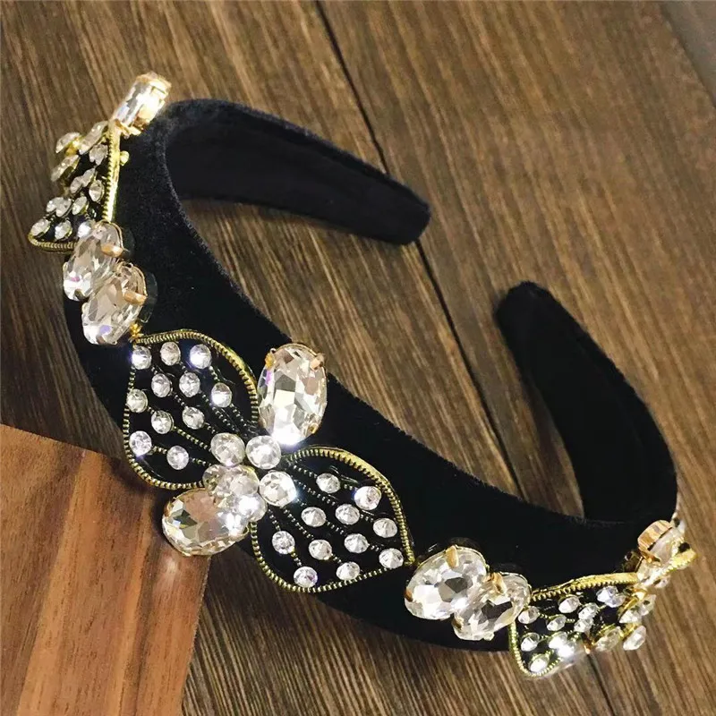 

New Baroque Rhinestone Headband Angel Wings Hairbands For Women Crystal Rhinestone Hairband Woman Accessori For Party Wholesale