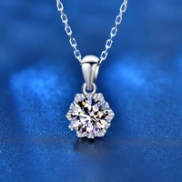 925 sterling silver snowflake clavicle chain women 1 carat moissanite pendant accessories jewelry