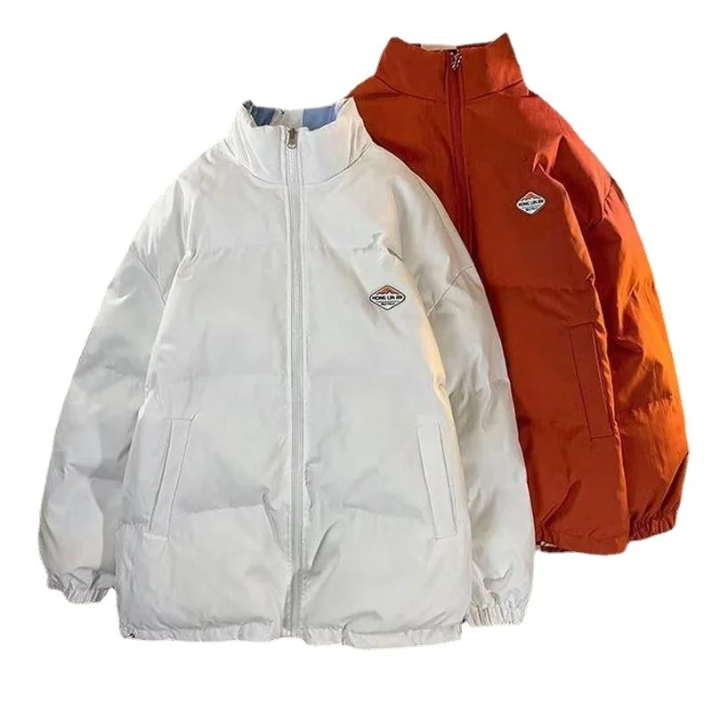 New men and women clothes winter jacket Youth Fashion Solid cotton coat Harajuku Temperament Single Stand Collar Simple parkas