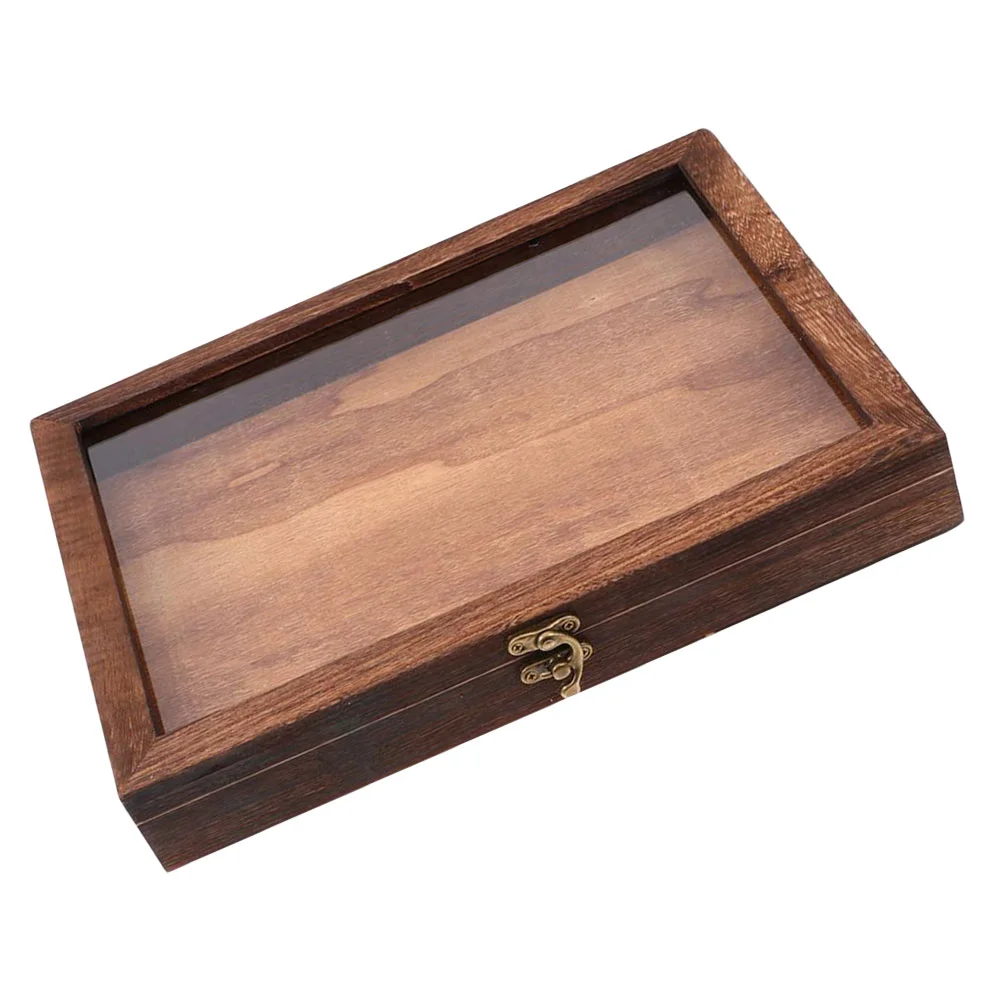 

Box Display Jewelry Case Wooden Specimenwith Insecttray Organizer Storage Brown Metal Accessories Claspbugtransparent