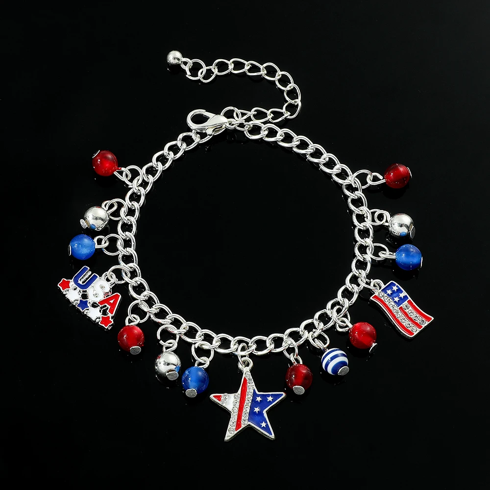 

Креативный браслет с американским флагом, американский флаг, пентаграмма, Бисерный кулон, браслет, модные ювелирные изделия, трендовые украшения, аксессуары, подарки