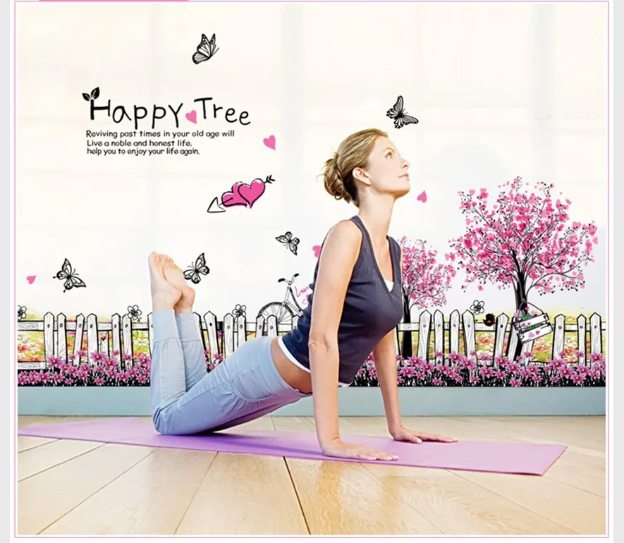 

Wall Stickers Three Generations Removable Happy Tree Bedroom Living Room Decorative Circle Wall Stickers