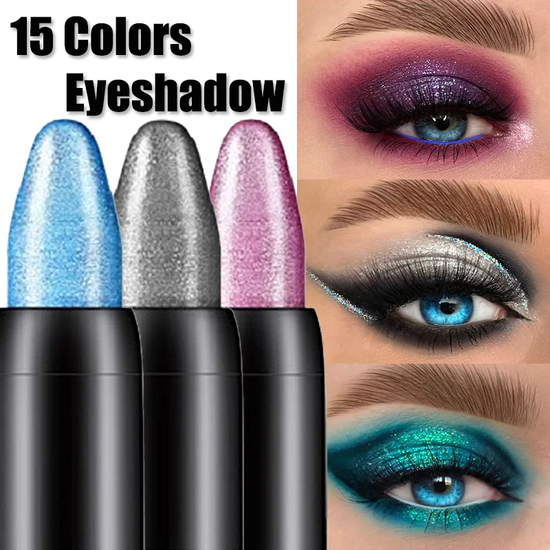 

15 Colors Eyeshadow Pen Pearlescent Glitter Highlighter Eyeshadow Lying Silkworm Stick Waterproof Lasting Shiny Eyes Cosmetics