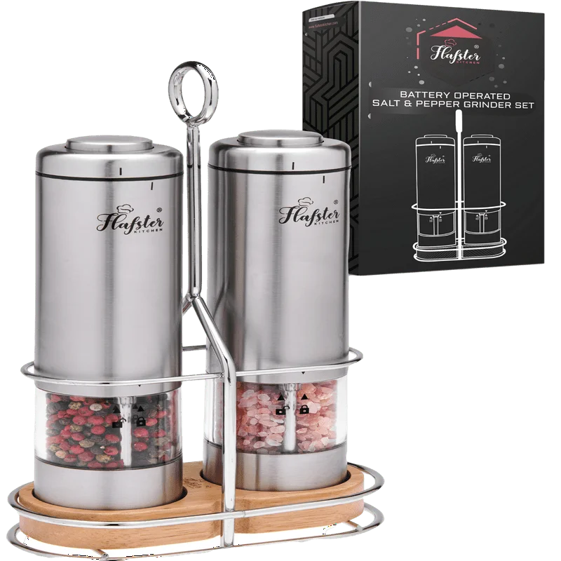 

Salt and Pepper Grinder Set, Battery Operated Salt and Pepper Shakers (2) by