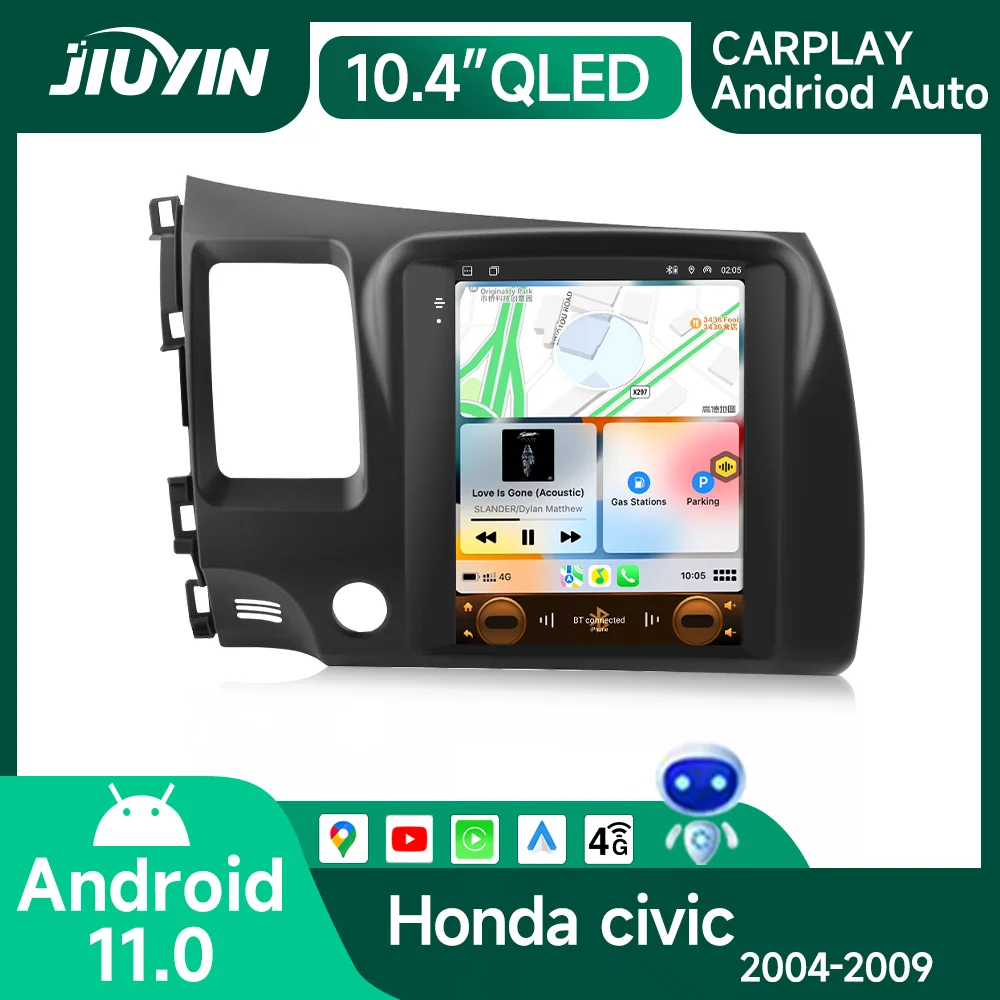 Car Radio Autoradio Android 11 For Honda Civic 8 2005-2011 Tesla Style Multimedia Video Player Navi Stereo BT Carplay Auto