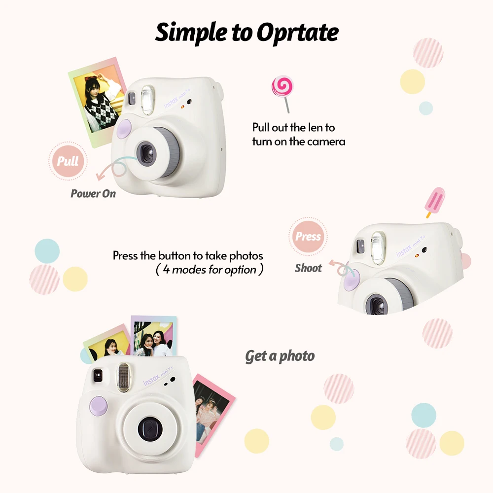 Фотокамера моментальной печати Fujifilm Instax Mini 7 + ремень на запястье с