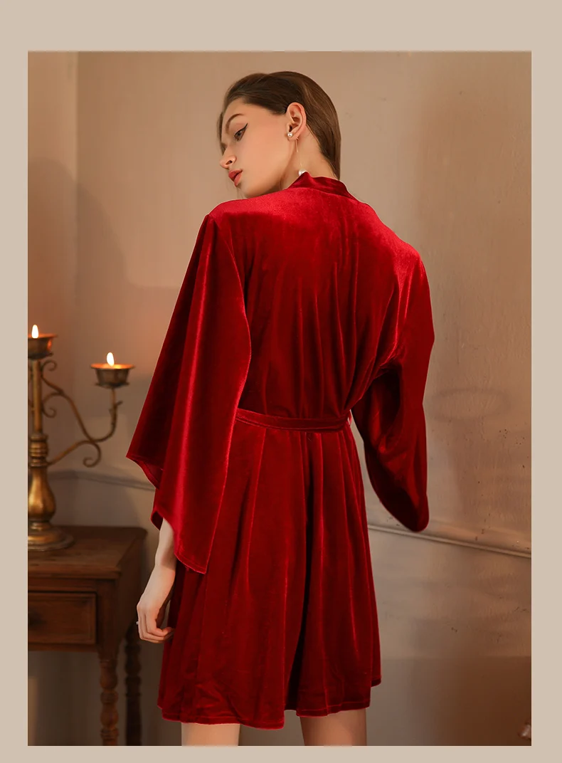 Однотонный халат пикантная ночная рубашка с нагрудной подушкой кружевная пижама