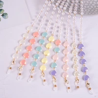 1pc new glasses chain fashion mask hanging rope heart pearl beaded eyeglasses chains metal sunglasses lanyards women mask chains