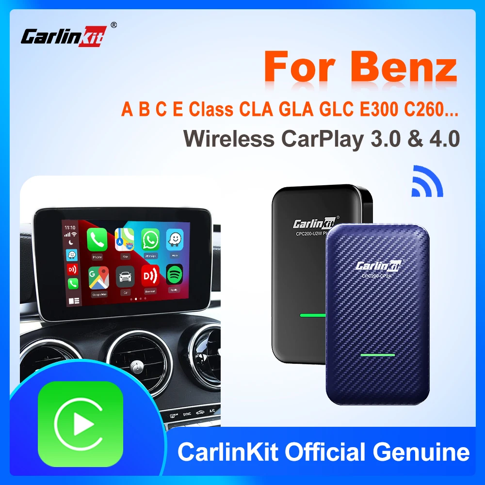 

Carlinkit 4.0/3.0 Wireless CarPlay Adapter for Benz A B C E S Class ML GLA GLC GLK CLA GLE CLS AMG Dongle Mini Wifi CarPlay Box