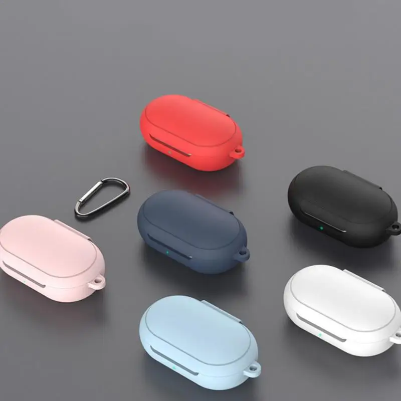 Silicone Case Soft Anti-drop Protective Case With Carabiner Ergonomic Anti-lost Earphone Protective Cover For SamsungGalaxy Buds