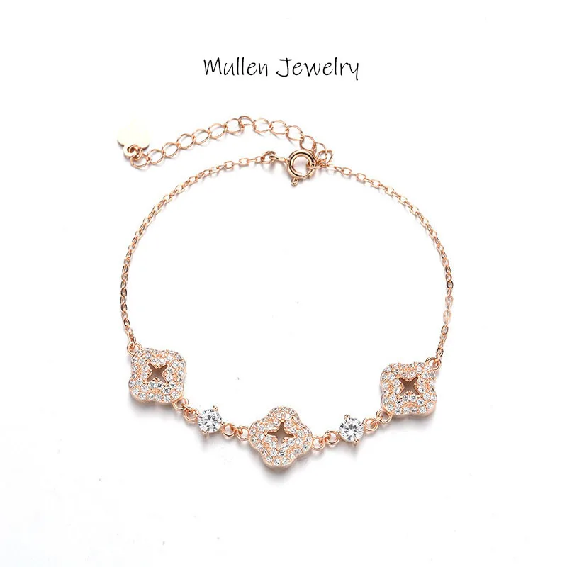 

Diamond Floral s925 Sterling Silver Zircon Bracelet women's Party Gift Jewelry Wedding Fine Jewelry Fashion Items.