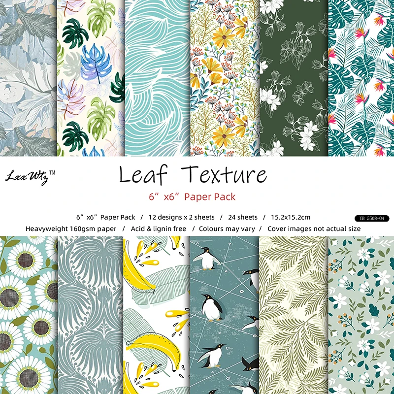 

12/24 листов, бумажные подкладки для скрапбукинга с текстурой листьев