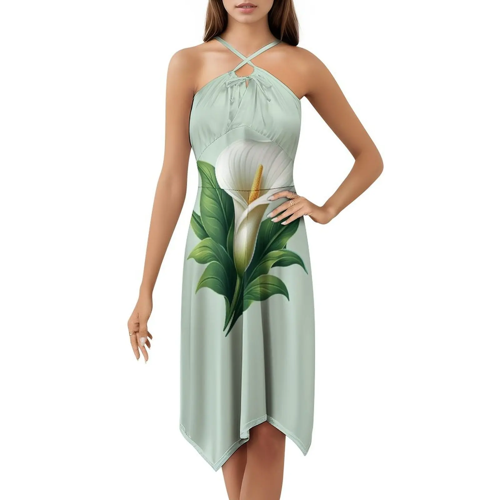 Фото Мини-платье Calla Lily в консервативном стиле для женщин, свободное повседневное повседневное платье трапециевидной формы, женская одежда Calla Lily №5