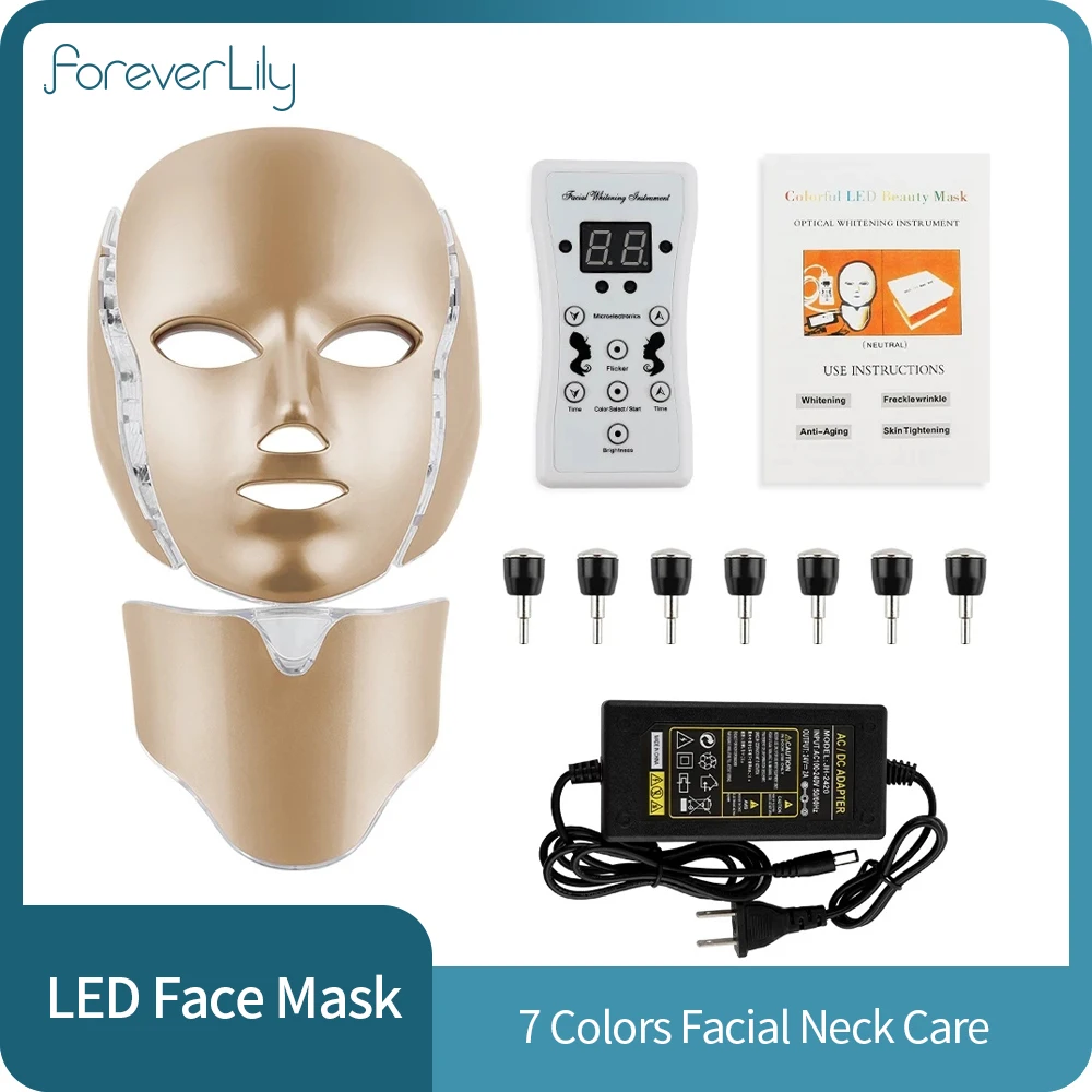 

LED Light Therapy Face Skin Care Beauty Neck Mask Micro Current Photon Anti Wrinkle Acne Removal Rejuvenation Facial Machine